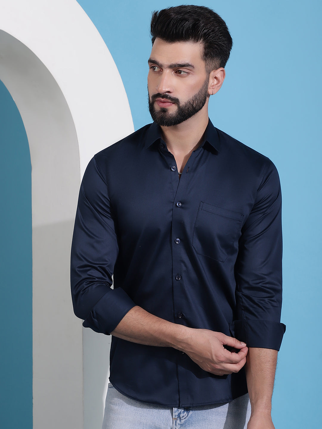 Men's Cotton Solid Casual Shirt - Taantav