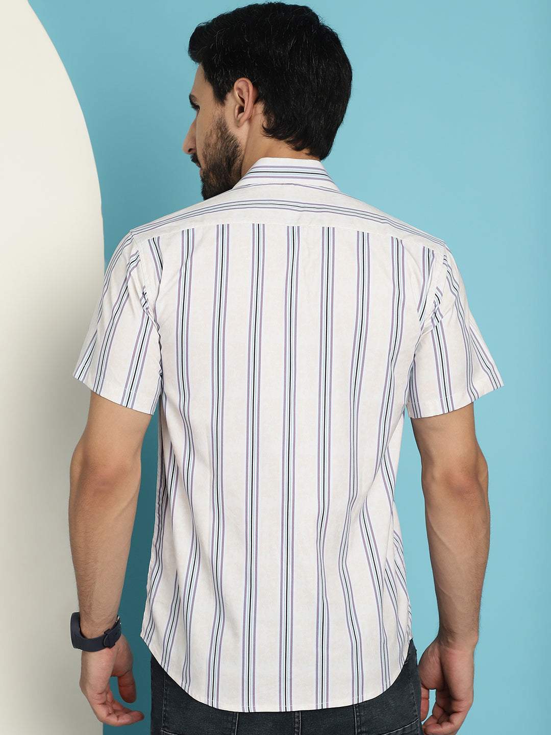 Men's Vertical Striped Half Sleeve Casual Shirt for - Taantav