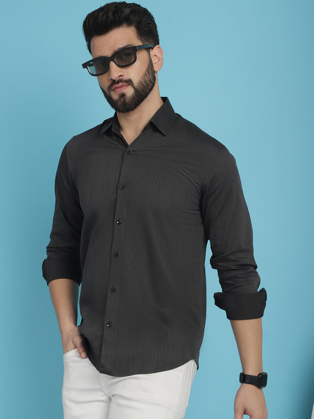 Men's Woven Design Casual Shirt - Taantav