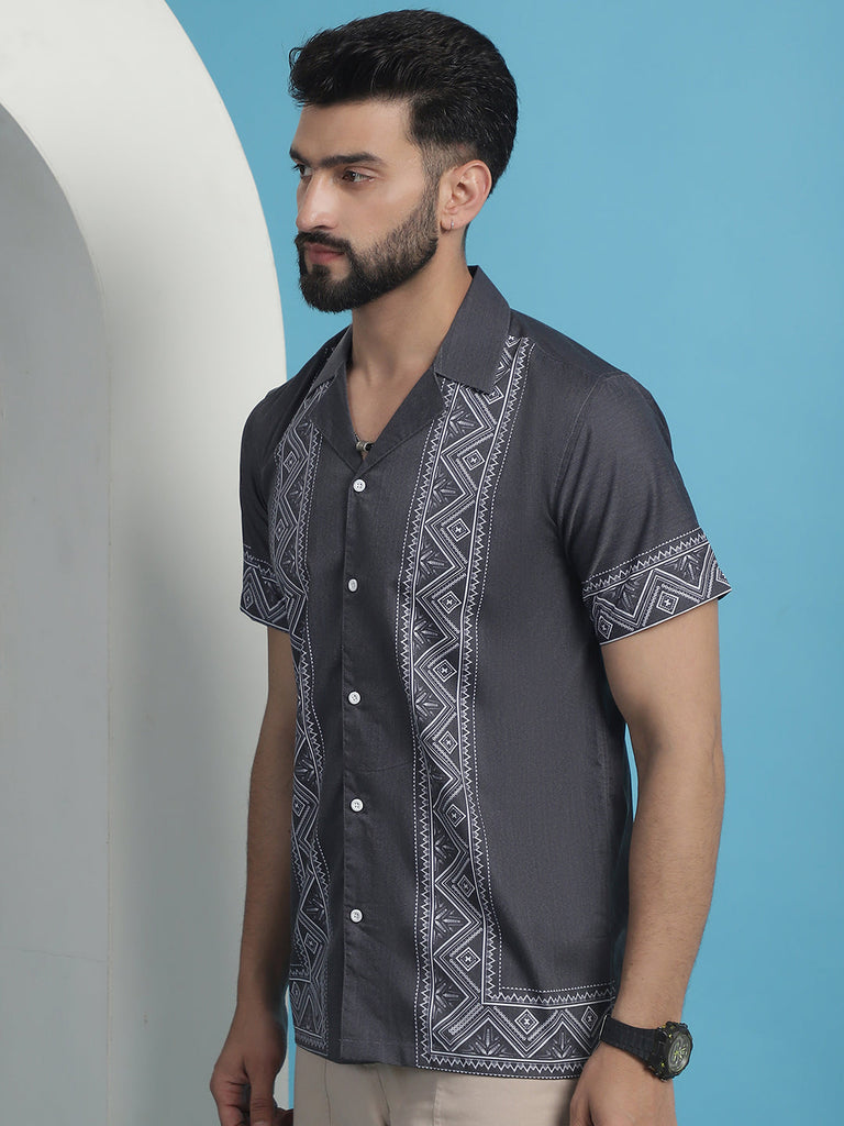 Men's Printed Half Sleeve Lycra Shirt for Men