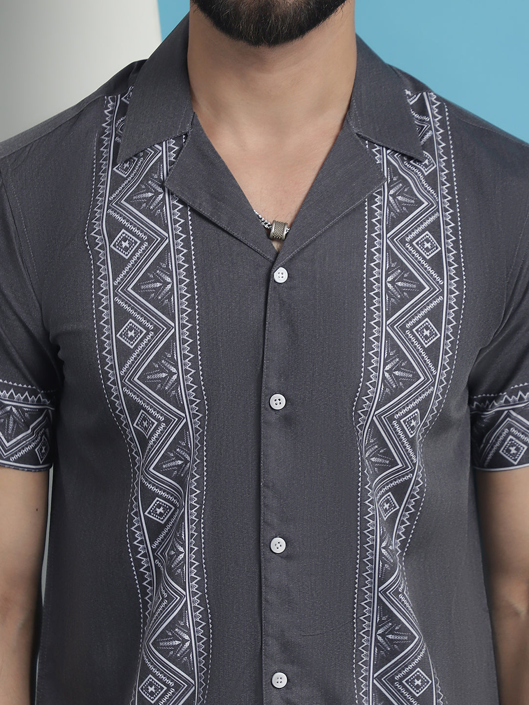 Men's Printed Half Sleeve Lycra Shirt for Men - Taantav