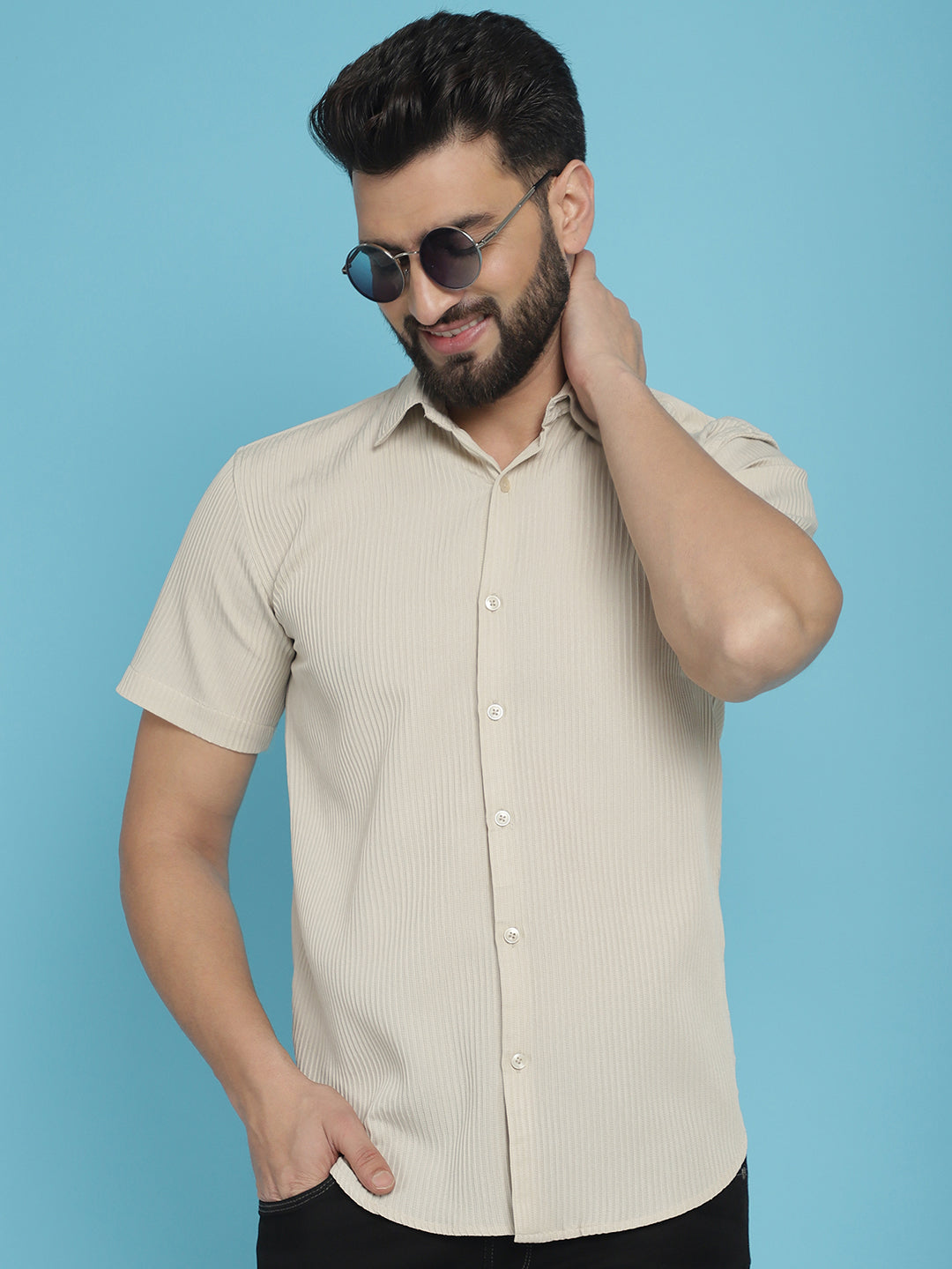 Men's Striped Half Sleeve Casual Shirt for - Taantav