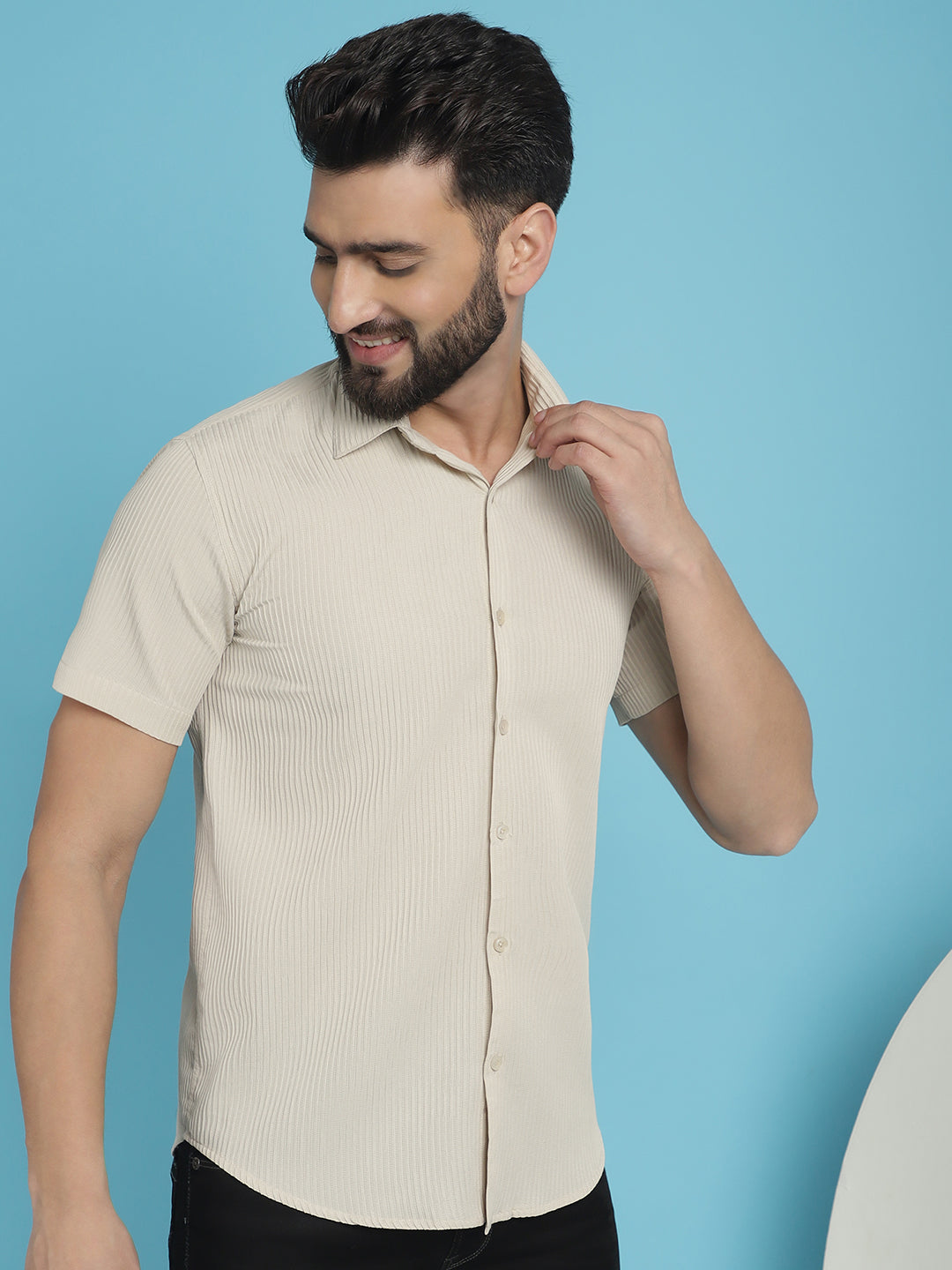 Men's Striped Half Sleeve Casual Shirt for - Taantav