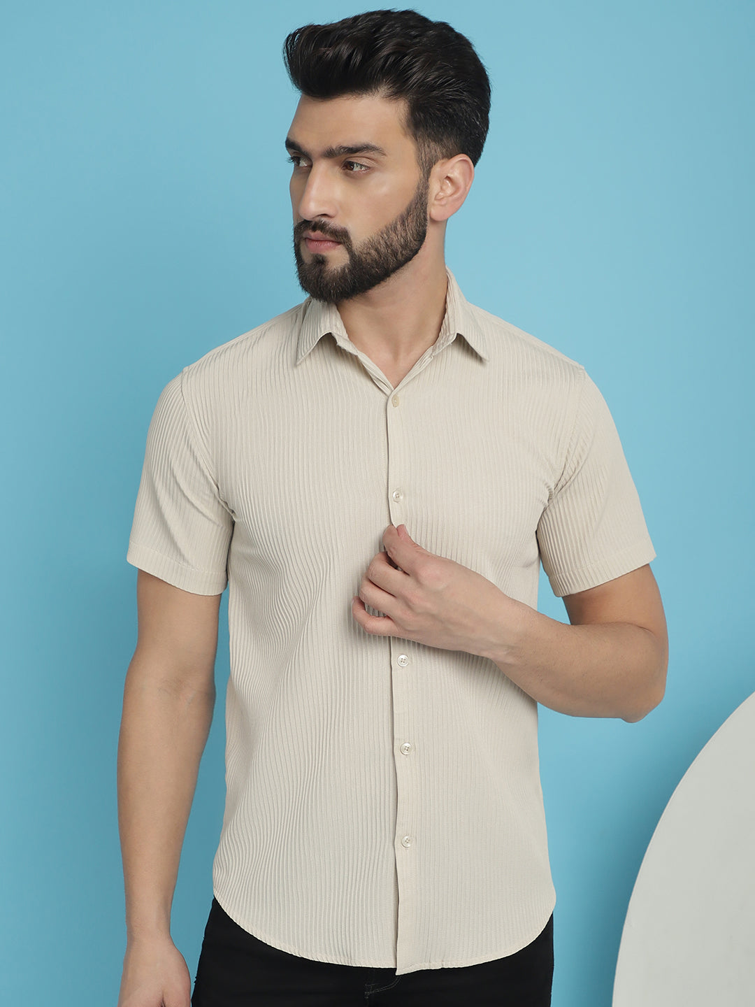 Men's Striped Half Sleeve Casual Shirt for - Taantav