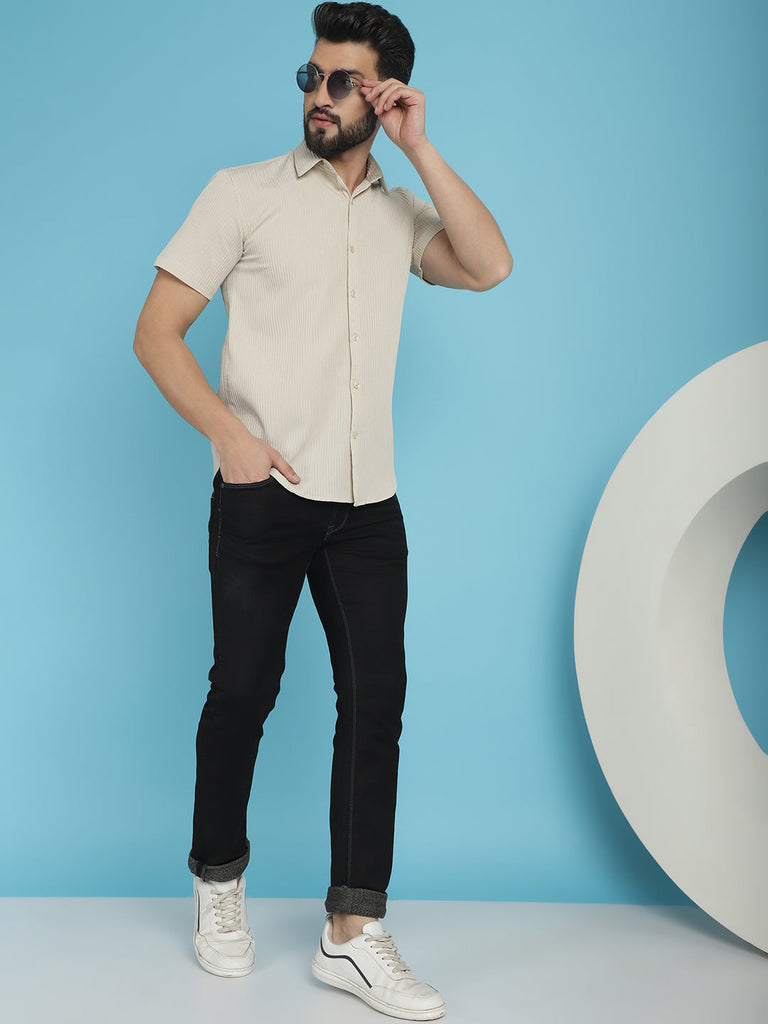 Men's Striped Half Sleeve Casual Shirt for