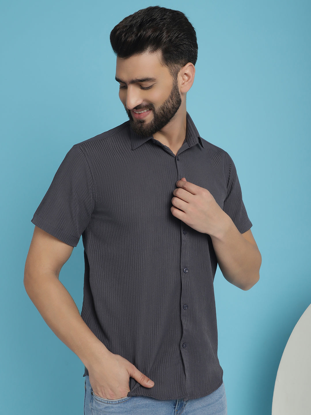 Men's Striped Half Sleeve Casual Shirt for - Taantav