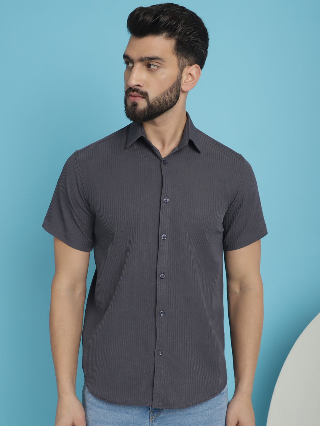 Men's Striped Half Sleeve Casual Shirt for - Taantav