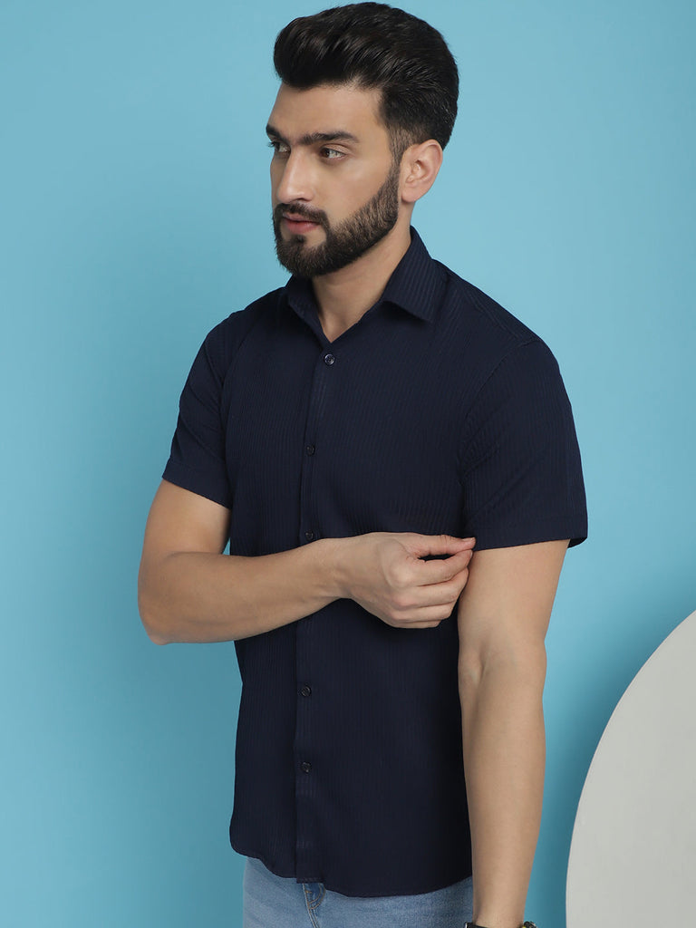Men's Striped Half Sleeve Casual Shirt for