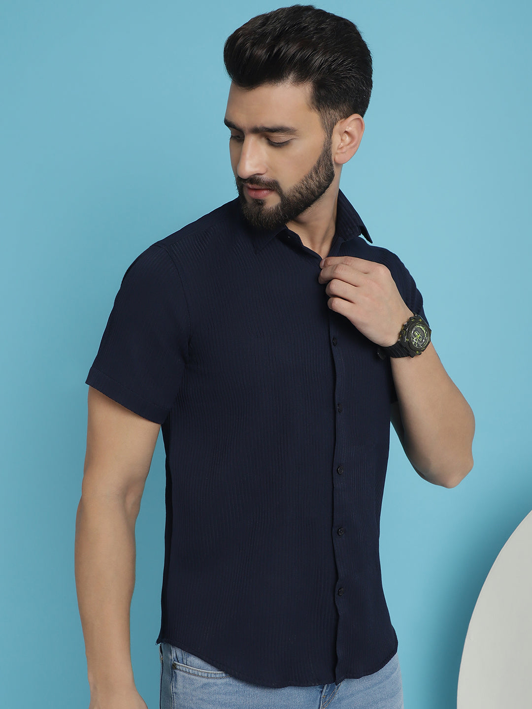 Men's Striped Half Sleeve Casual Shirt for - Taantav