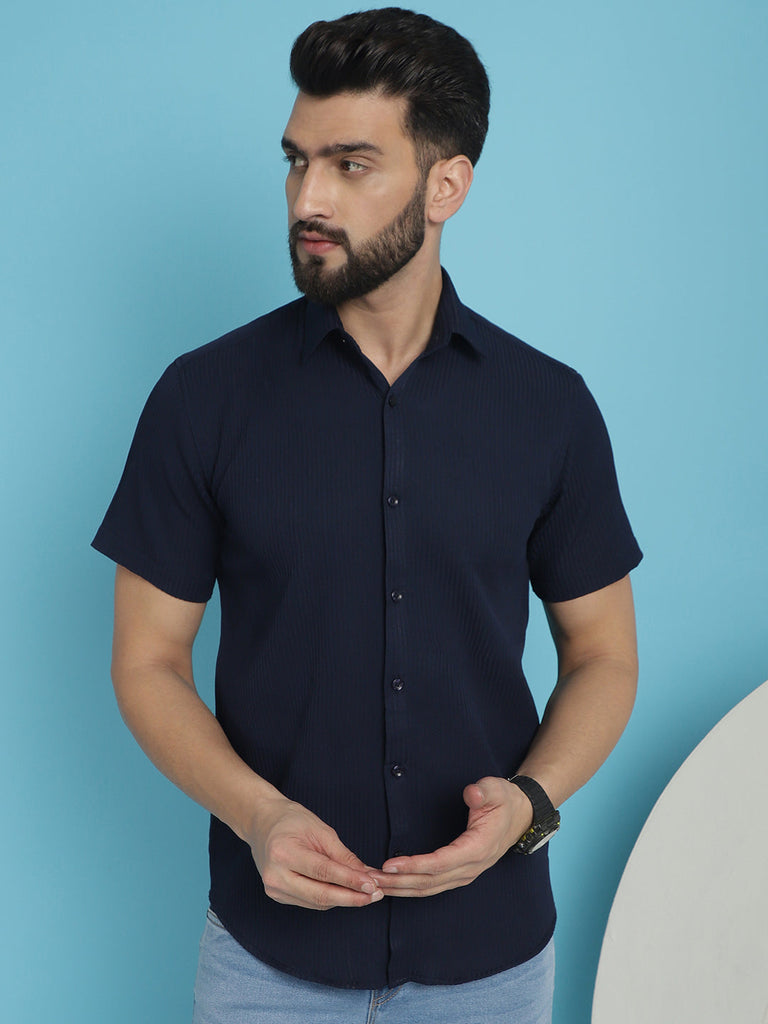 Men's Striped Half Sleeve Casual Shirt for