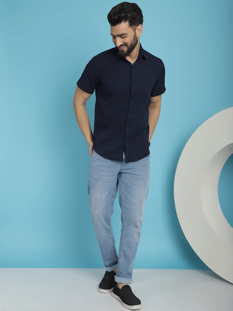 Men's Striped Half Sleeve Casual Shirt for