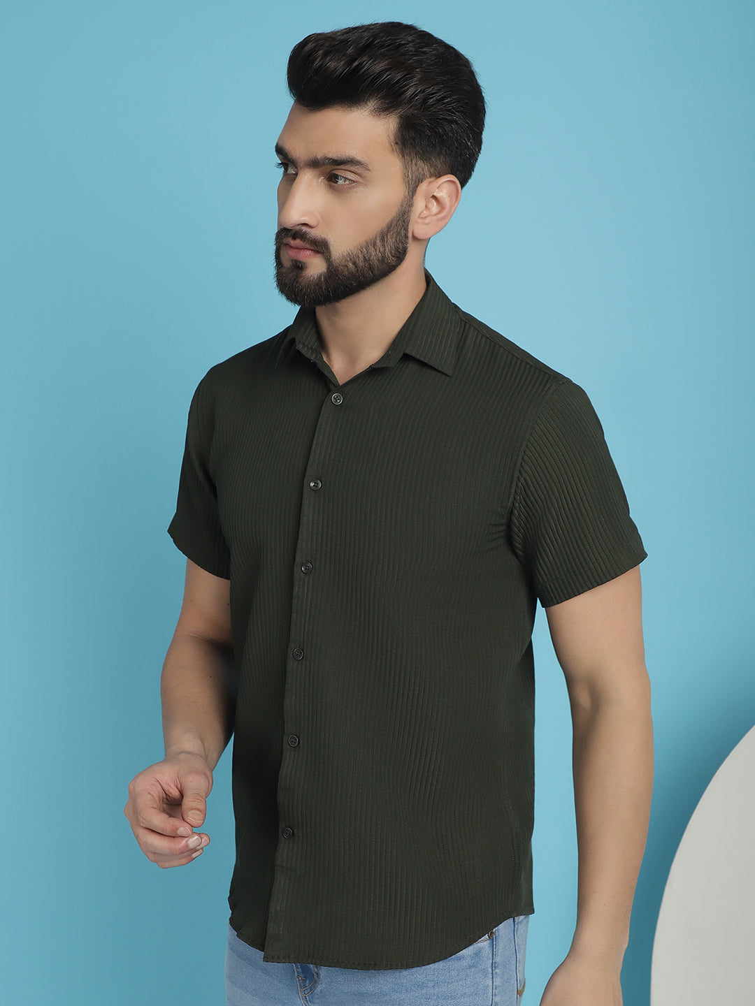 Men's Striped Half Sleeve Casual Shirt for - Taantav