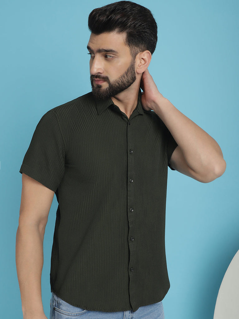 Men's Striped Half Sleeve Casual Shirt for