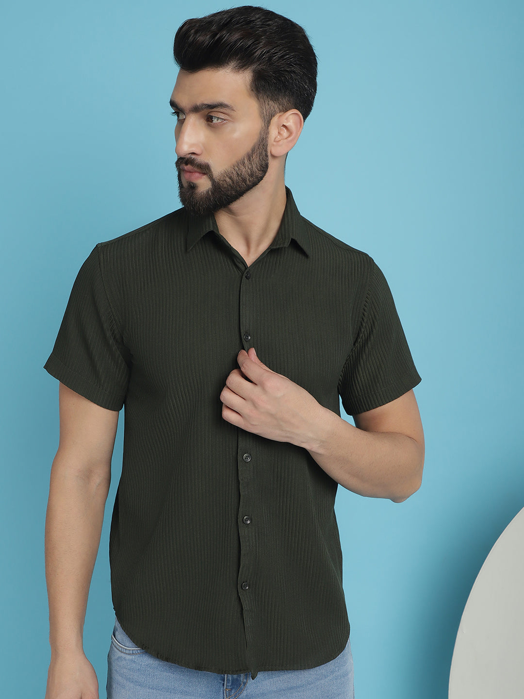 Men's Striped Half Sleeve Casual Shirt for - Taantav