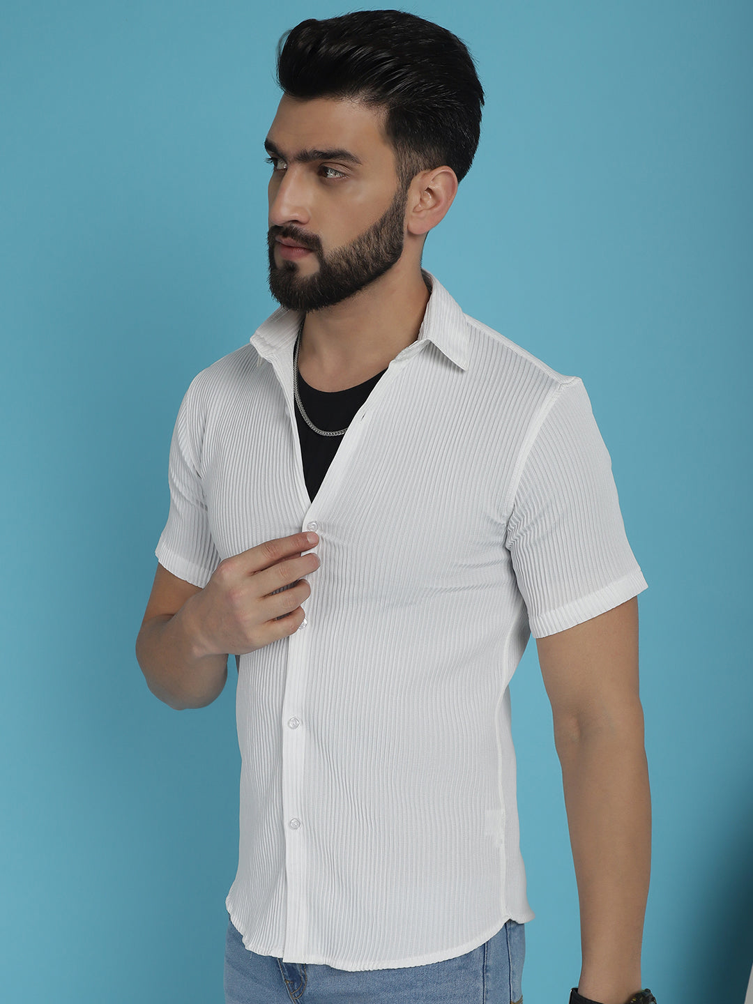 Men's Striped Half Sleeve Casual Shirt for - Taantav