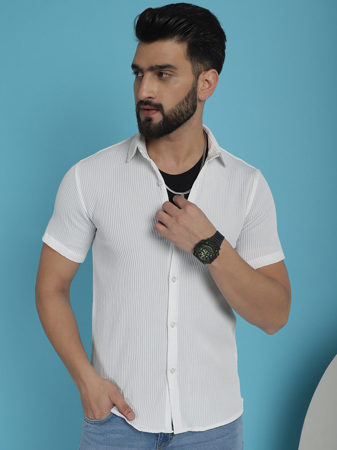 Men's Striped Half Sleeve Casual Shirt for - Taantav