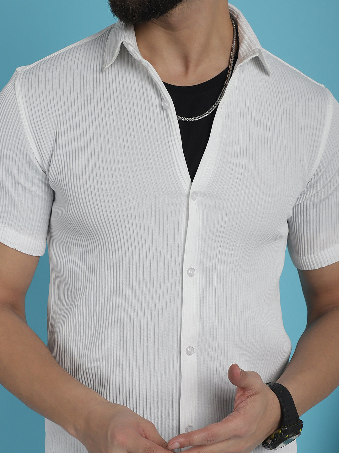 Men's Striped Half Sleeve Casual Shirt for - Taantav