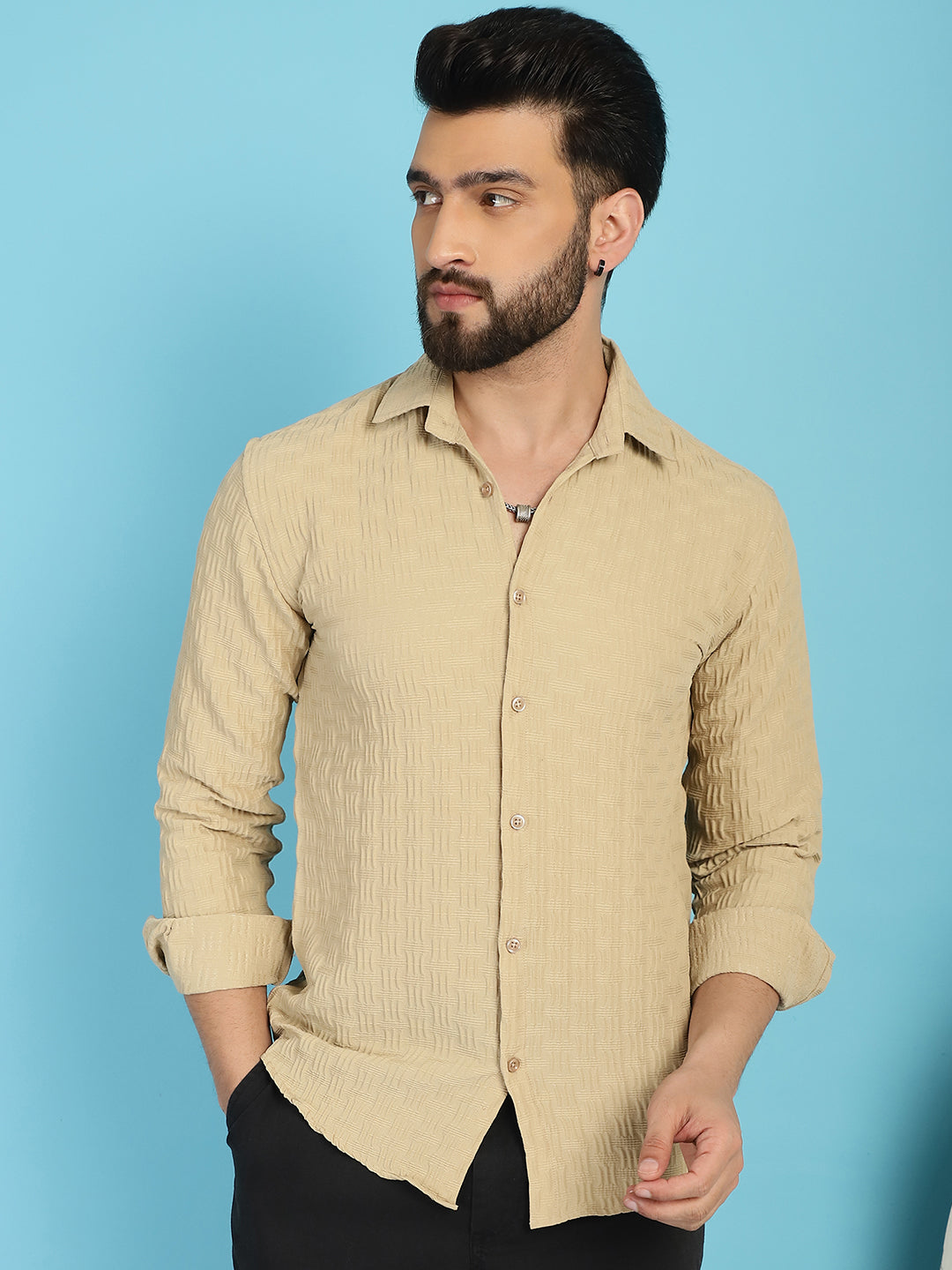 Men's Woven Design Casual Shirt for - Taantav