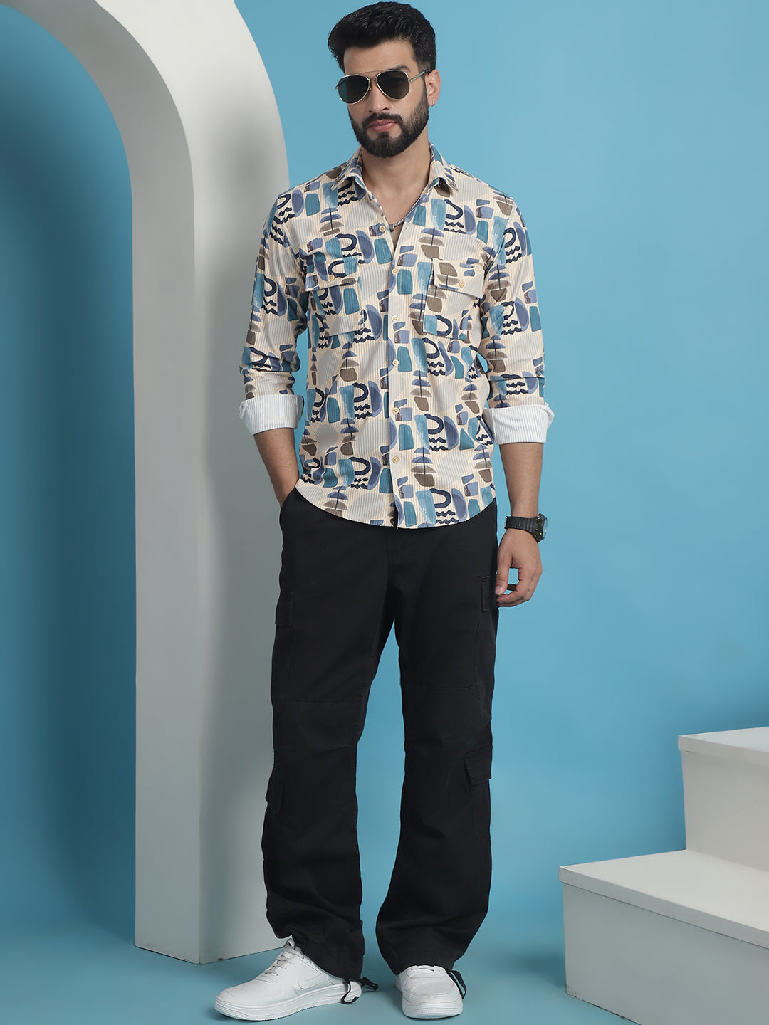 Men's Printed Corduroy Cotton Shirt - Taantav