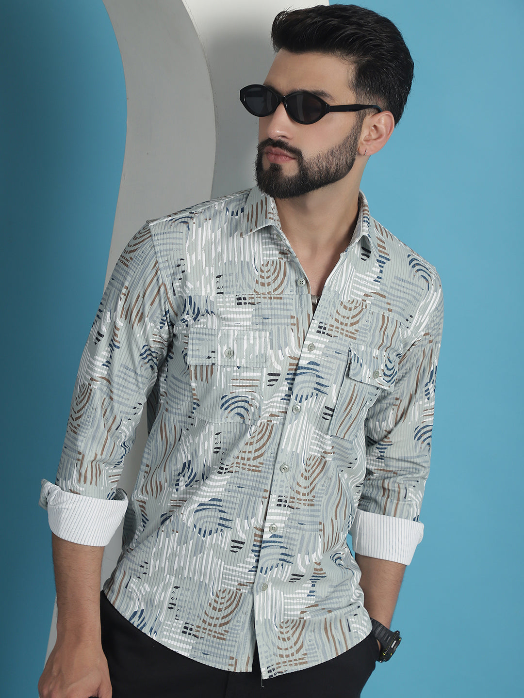 Men's Printed Corduroy Cotton Shirt - Taantav