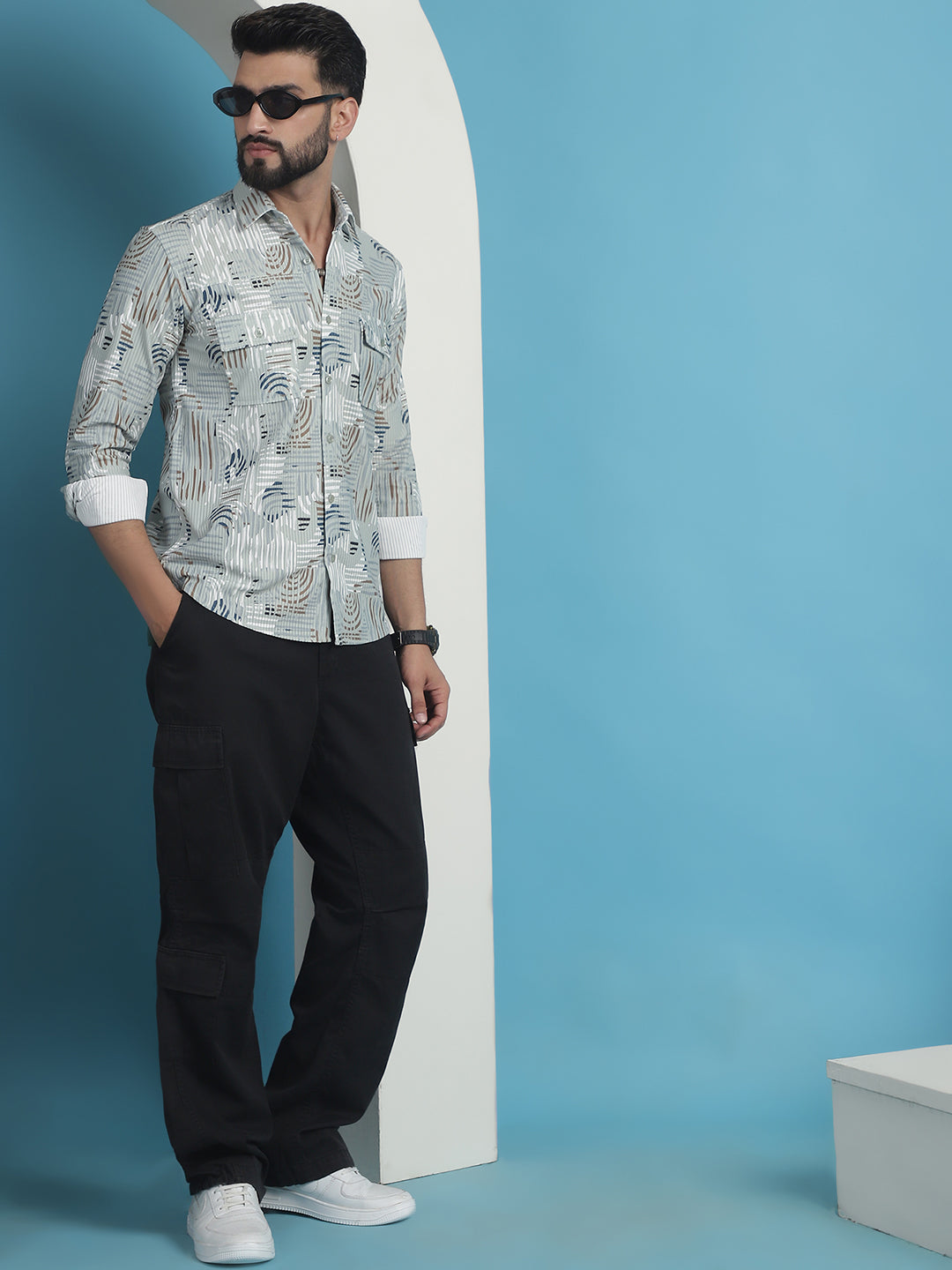 Men's Printed Corduroy Cotton Shirt - Taantav