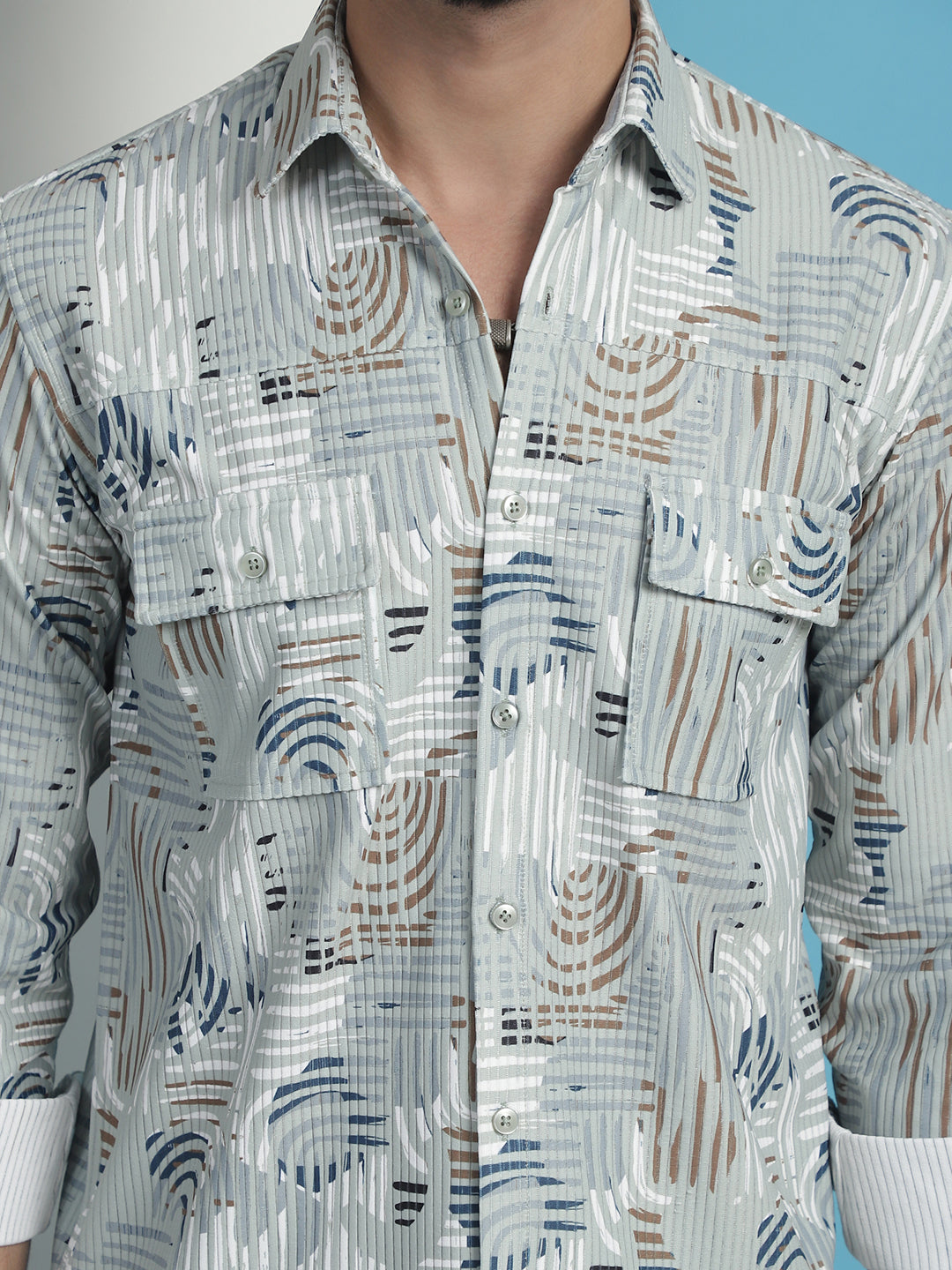 Men's Printed Corduroy Cotton Shirt - Taantav