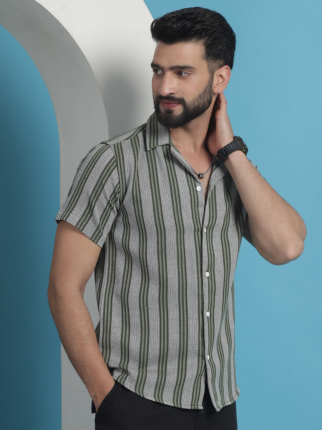 Men's Printed Half Sleeve Cotton Shirt for Men - Taantav