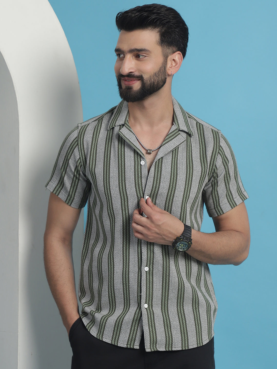 Men's Printed Half Sleeve Cotton Shirt for Men - Taantav