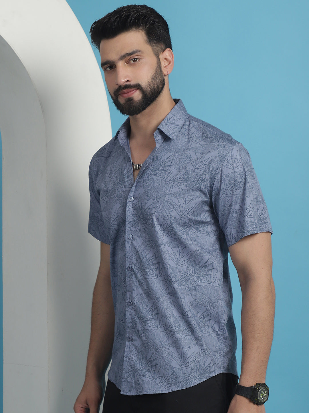 Men's Printed Half Sleeve Cotton Shirt for Men - Taantav