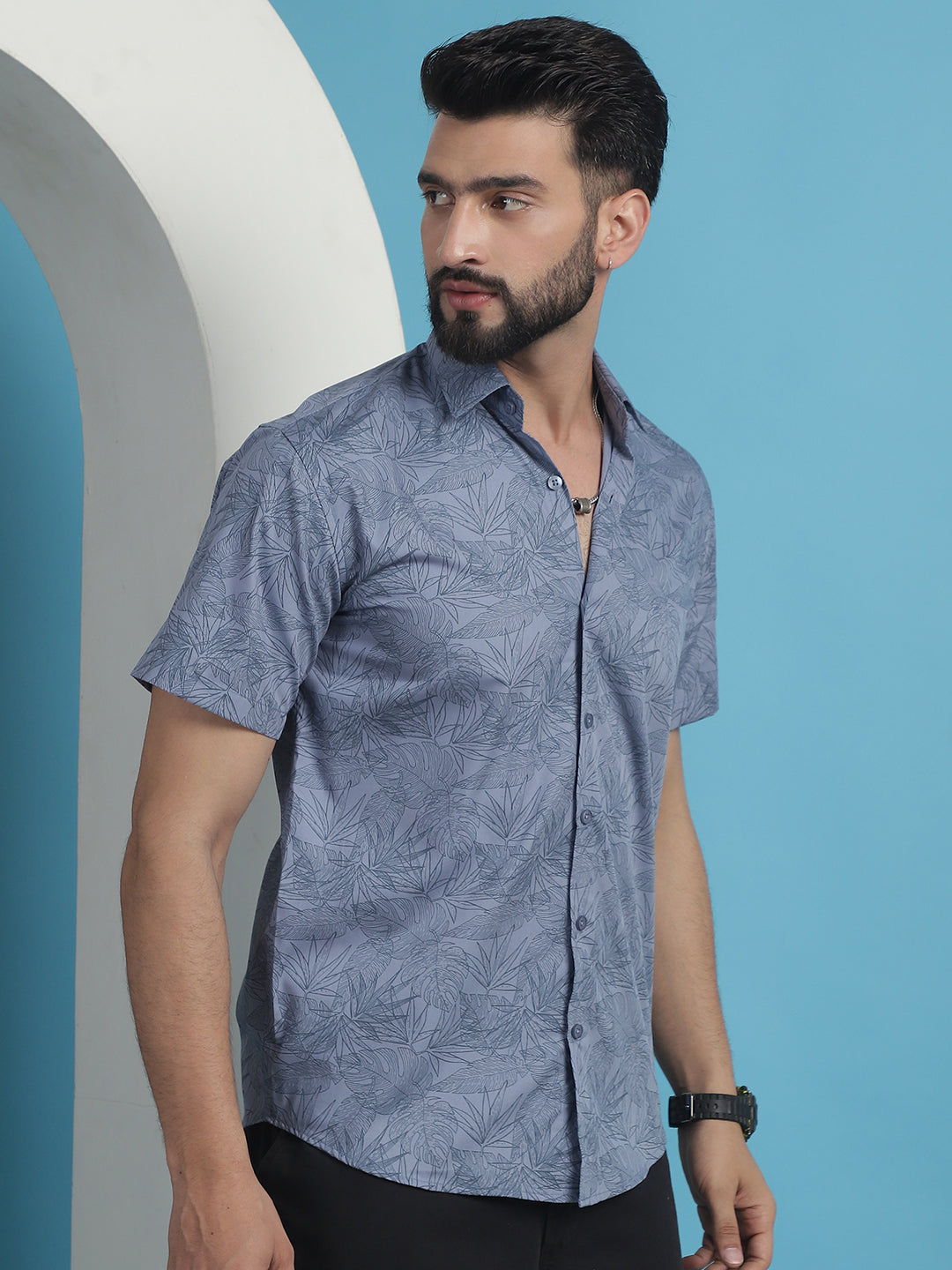 Men's Printed Half Sleeve Cotton Shirt for Men - Taantav