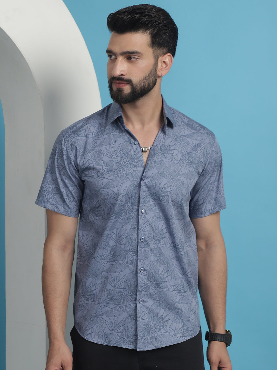 Men's Printed Half Sleeve Cotton Shirt for Men - Taantav