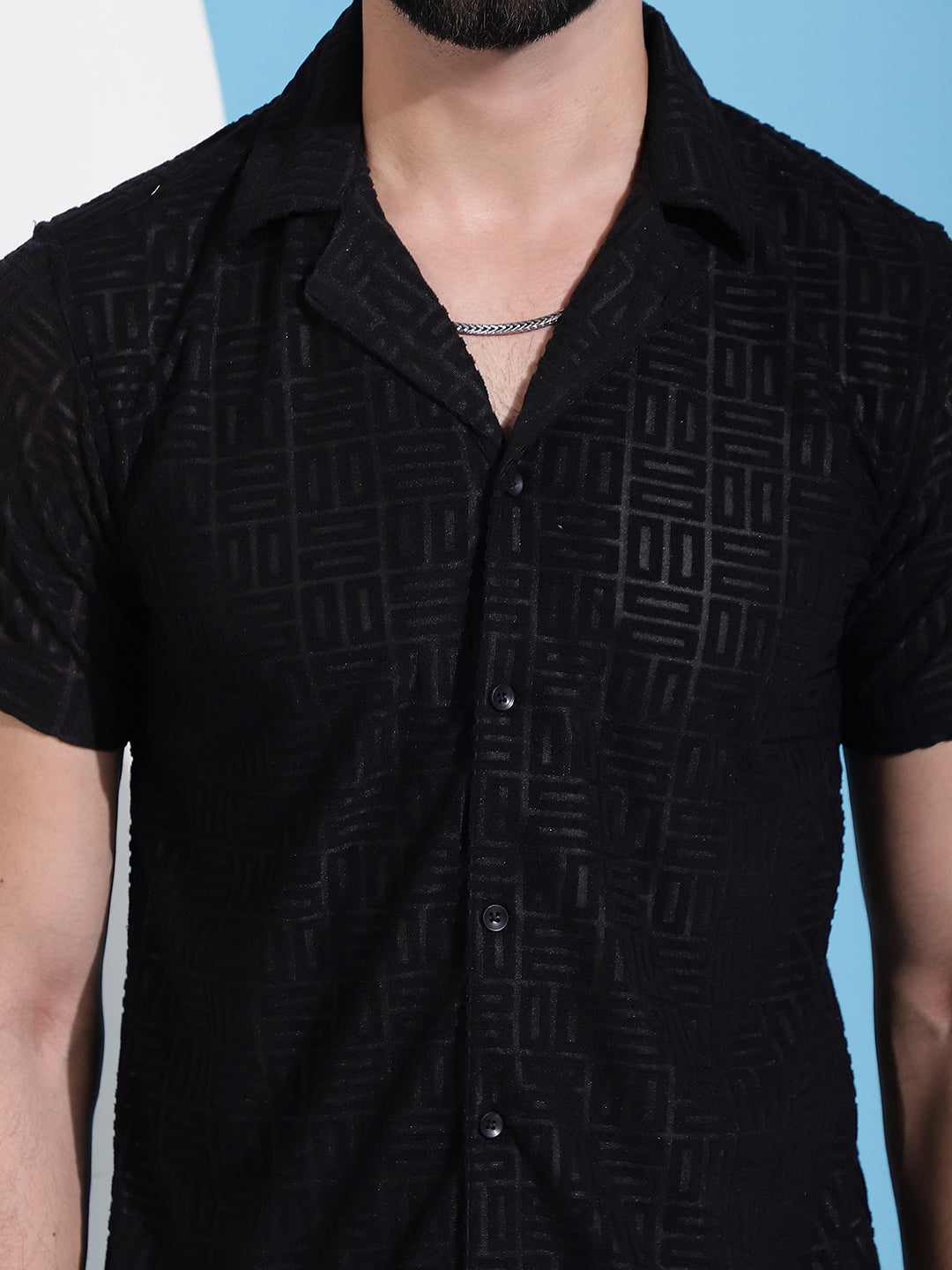 Men's Embossed Design Cotton Shirt - Taantav