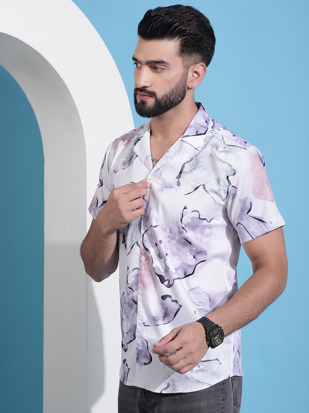 Men's Classic Floral Printed Cotton Casual Shirt - Taantav