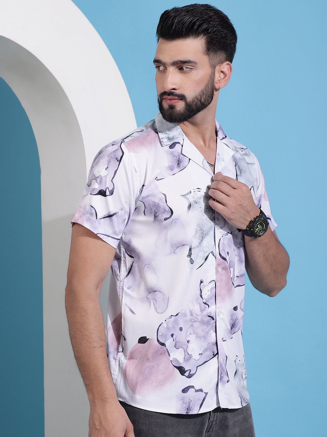 Men's Classic Floral Printed Cotton Casual Shirt - Taantav