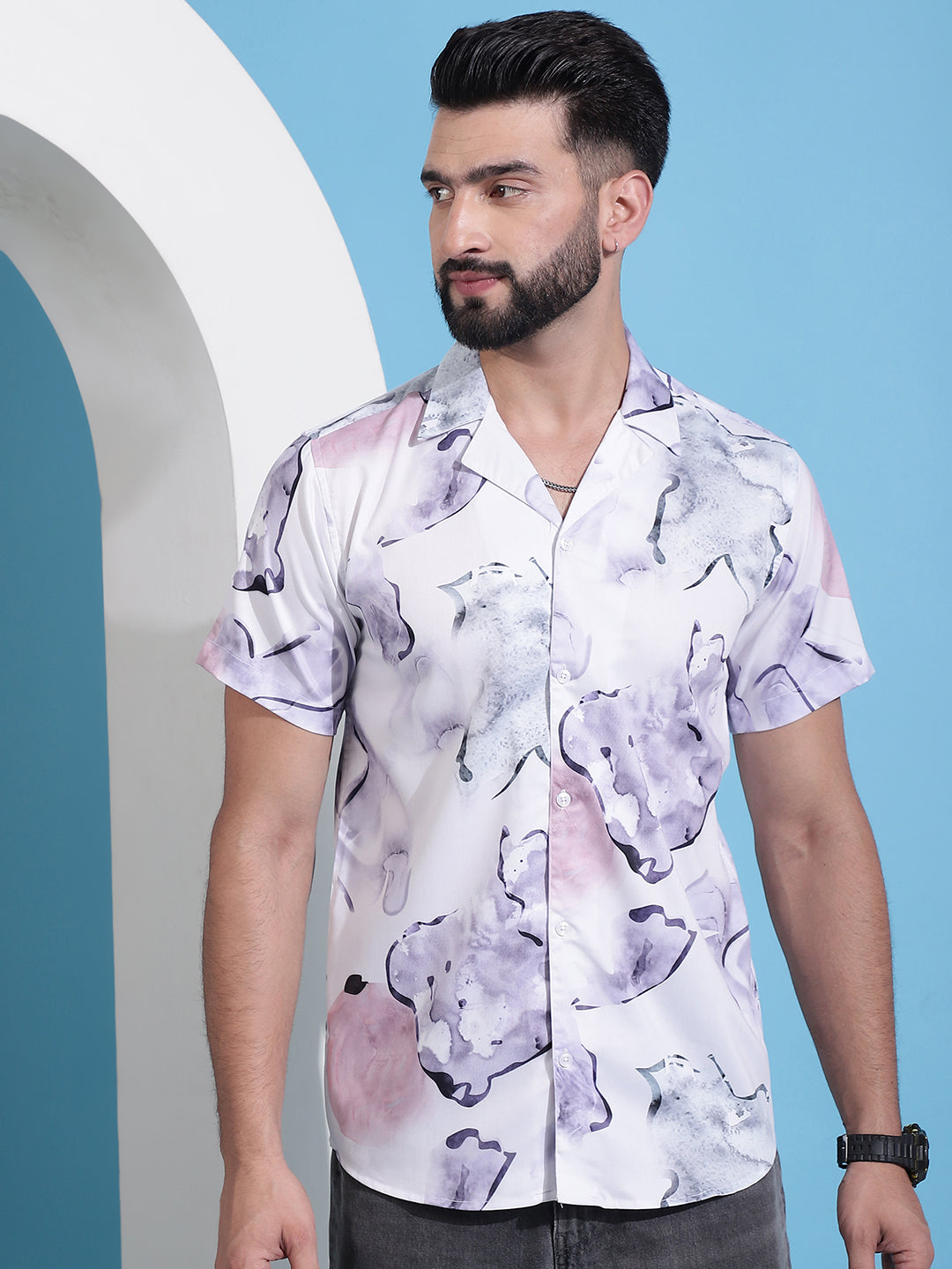 Men's Classic Floral Printed Cotton Casual Shirt - Taantav