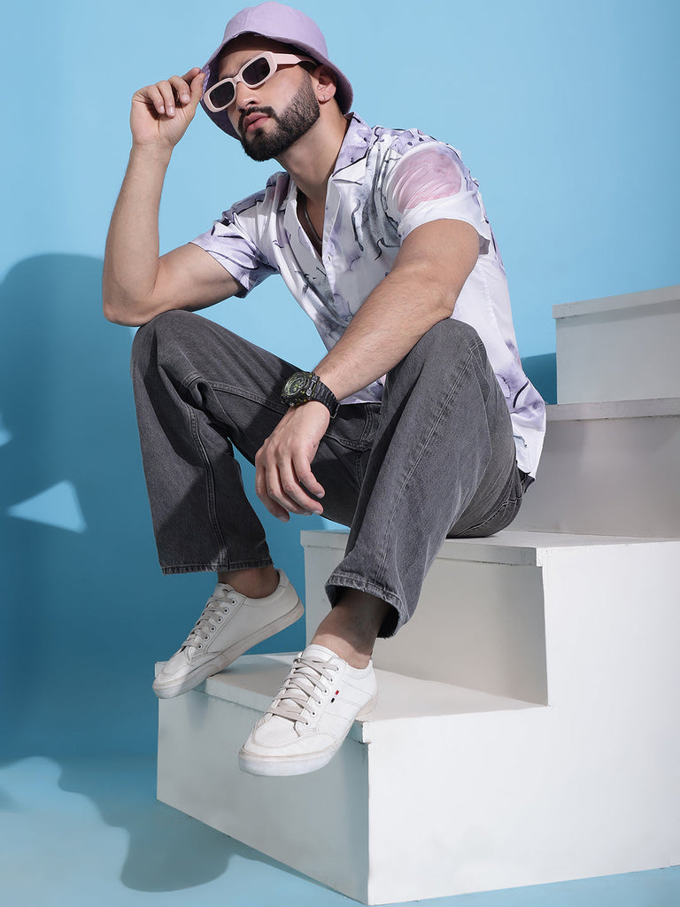 Men's Classic Floral Printed Cotton Casual Shirt