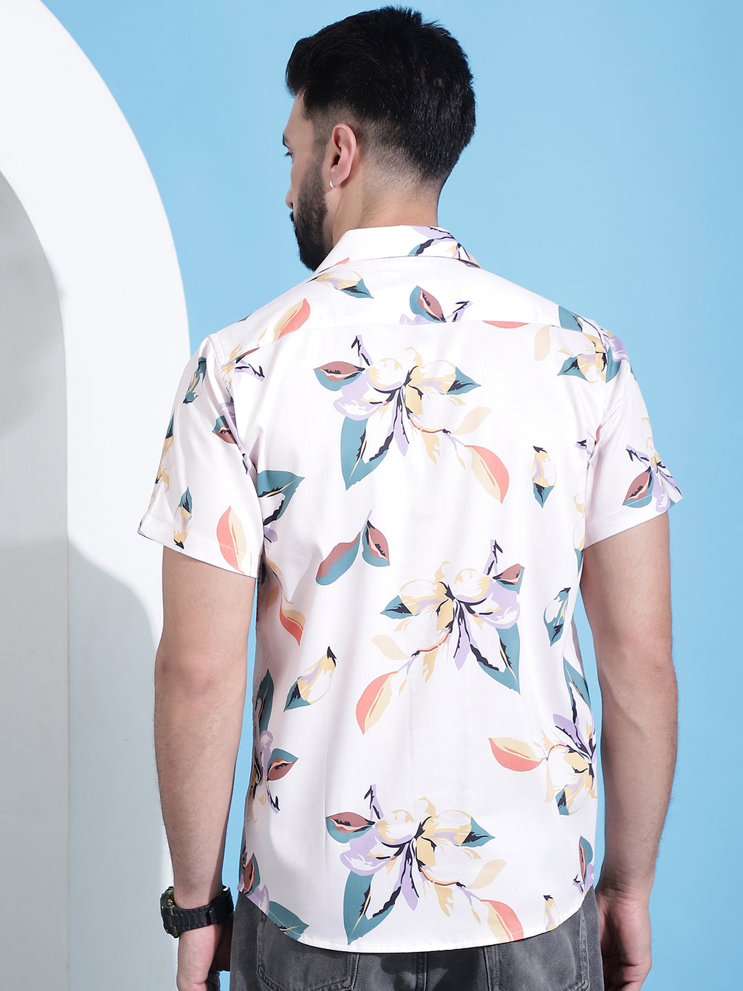 Men's Classic Floral Printed Cotton Casual Shirt - Taantav