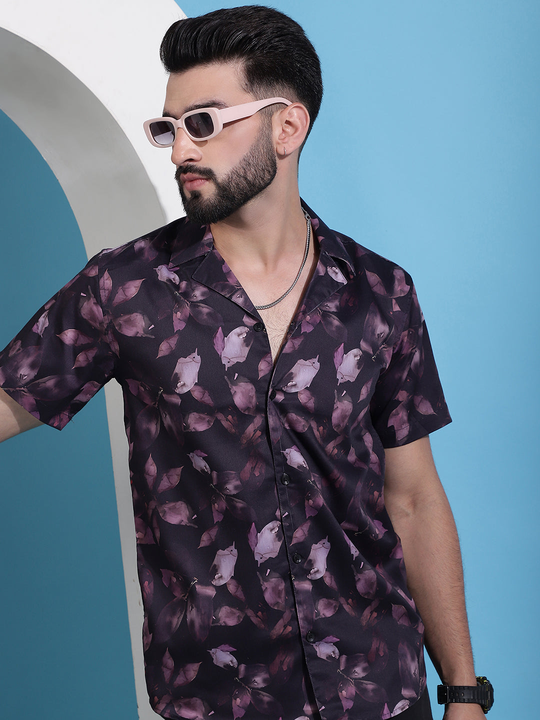 Men's Classic Floral Printed Cotton Casual Shirt - Taantav