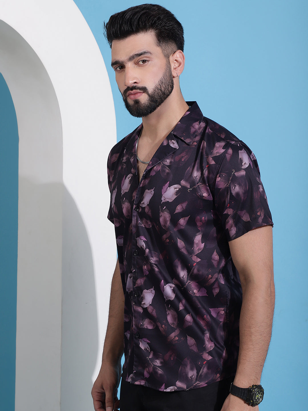 Men's Classic Floral Printed Cotton Casual Shirt - Taantav