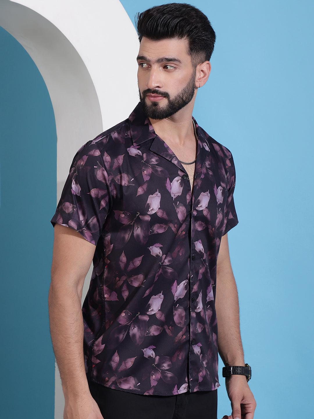 Men's Classic Floral Printed Cotton Casual Shirt - Taantav