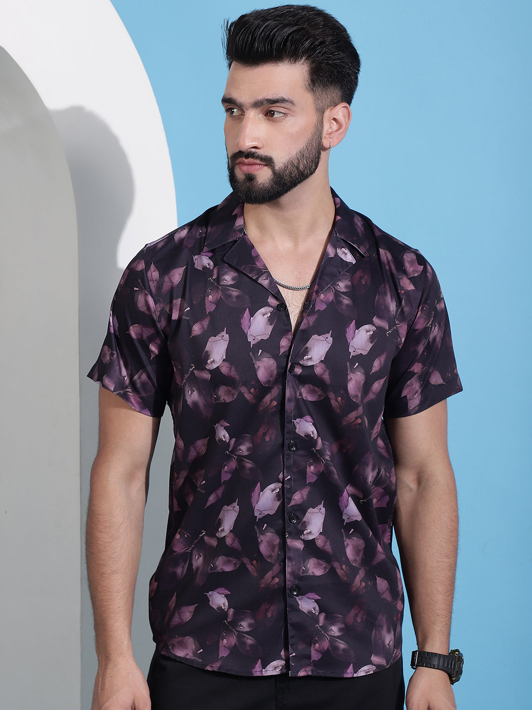 Men's Classic Floral Printed Cotton Casual Shirt - Taantav