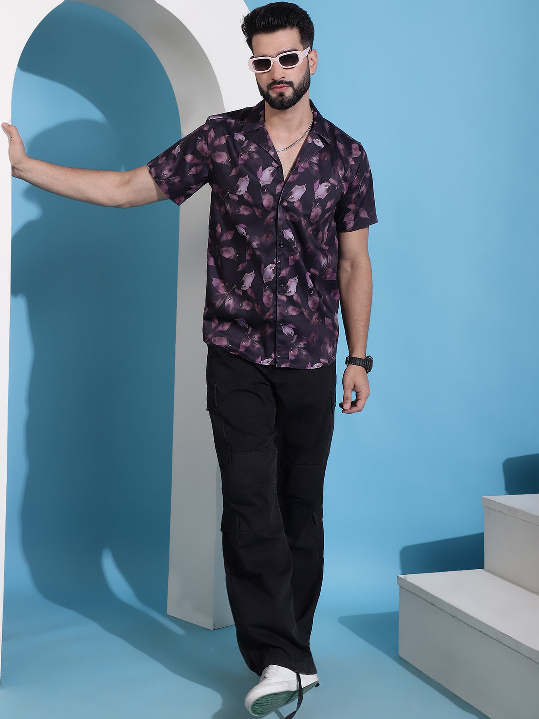 Men's Classic Floral Printed Cotton Casual Shirt - Taantav