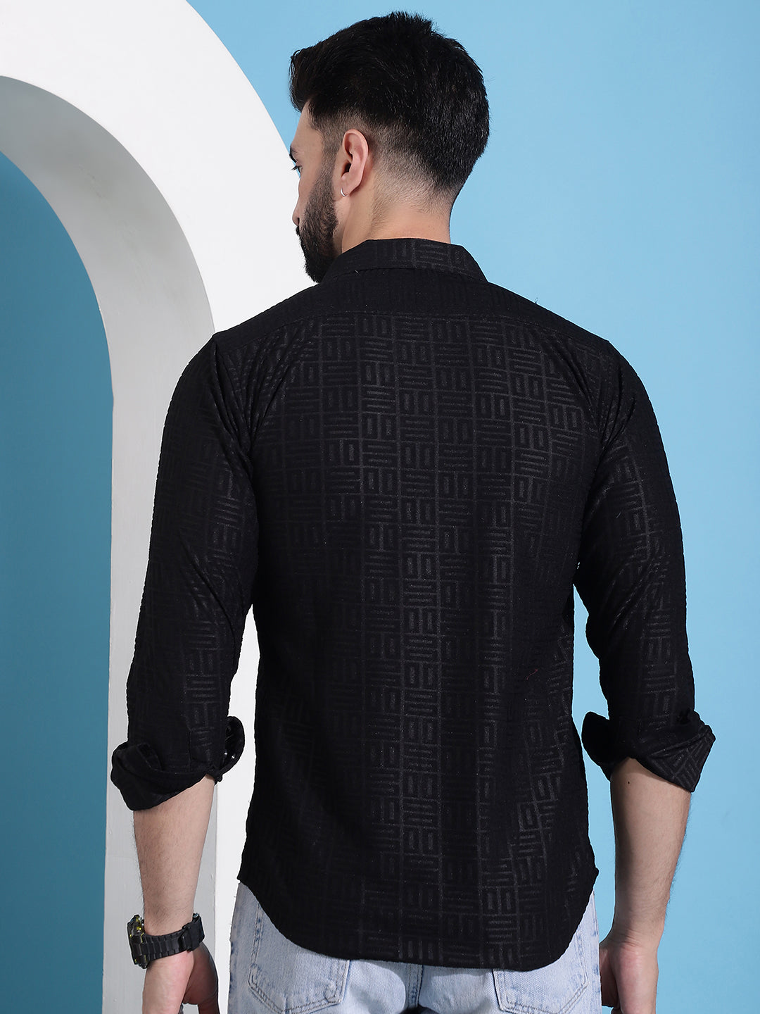 Men's Embossed Design Casual Shirt - Taantav