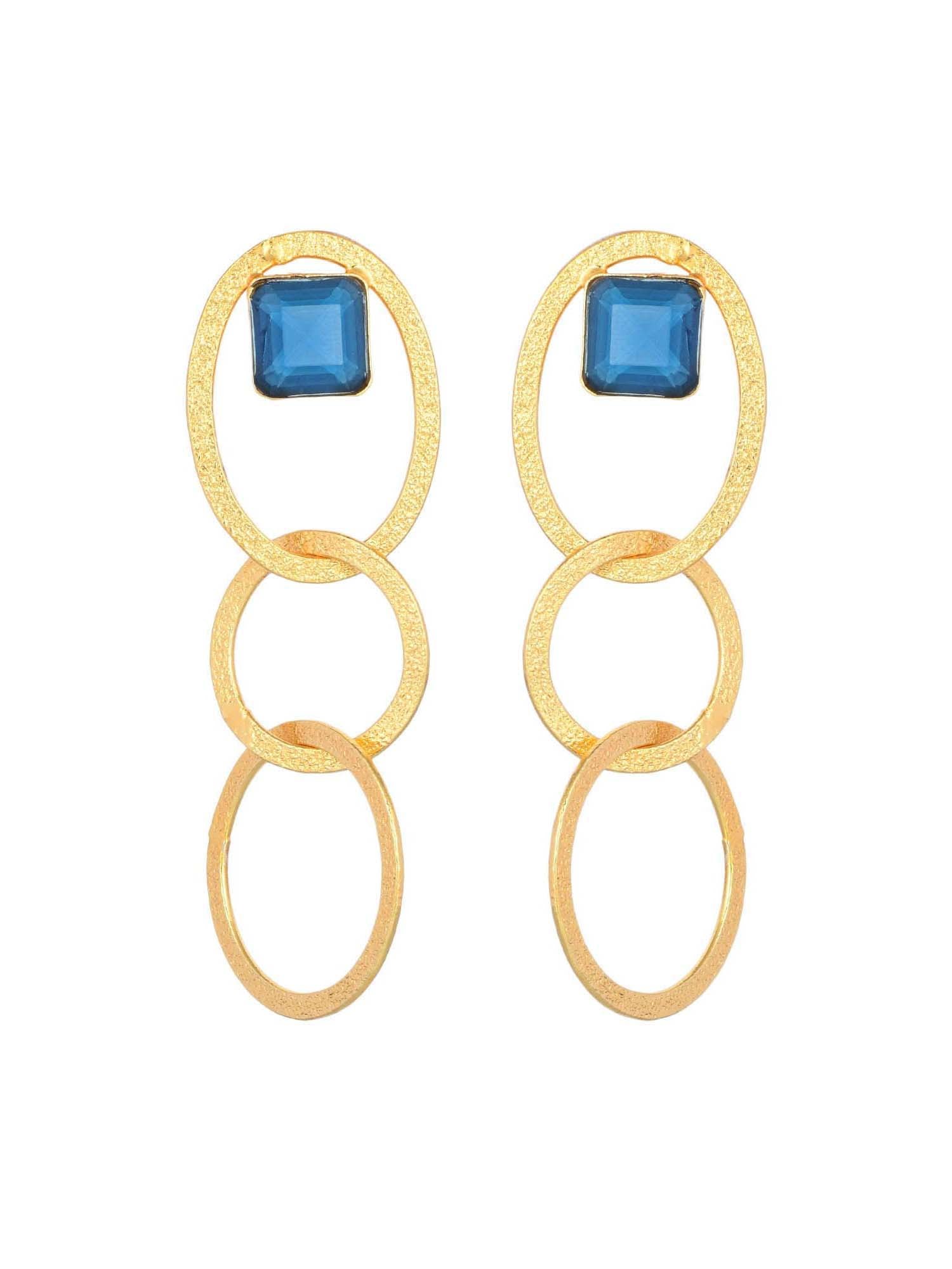 Women's Stone Studded Three Loop In Loop Earring