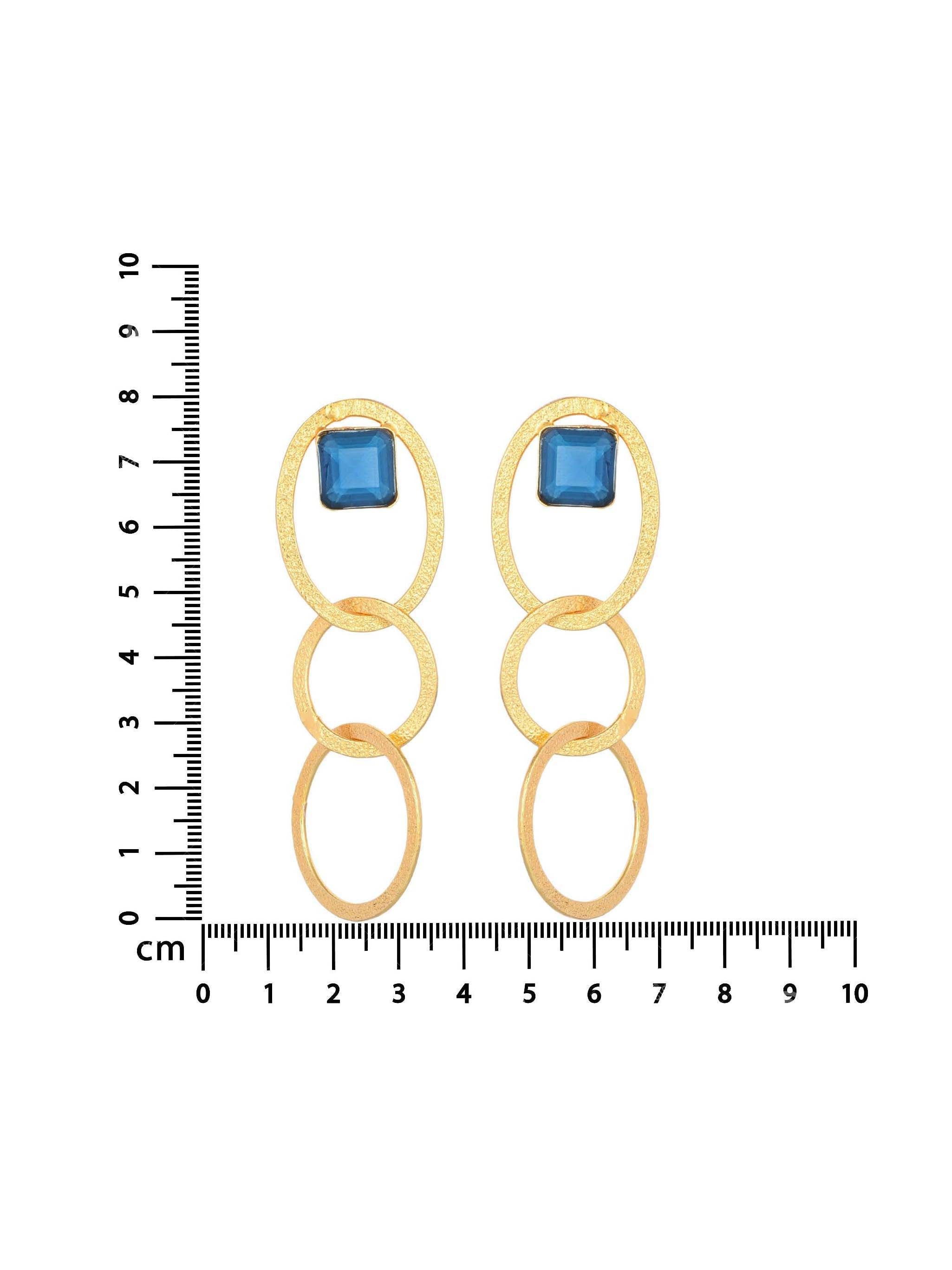 Women's Stone Studded Three Loop In Loop Earring