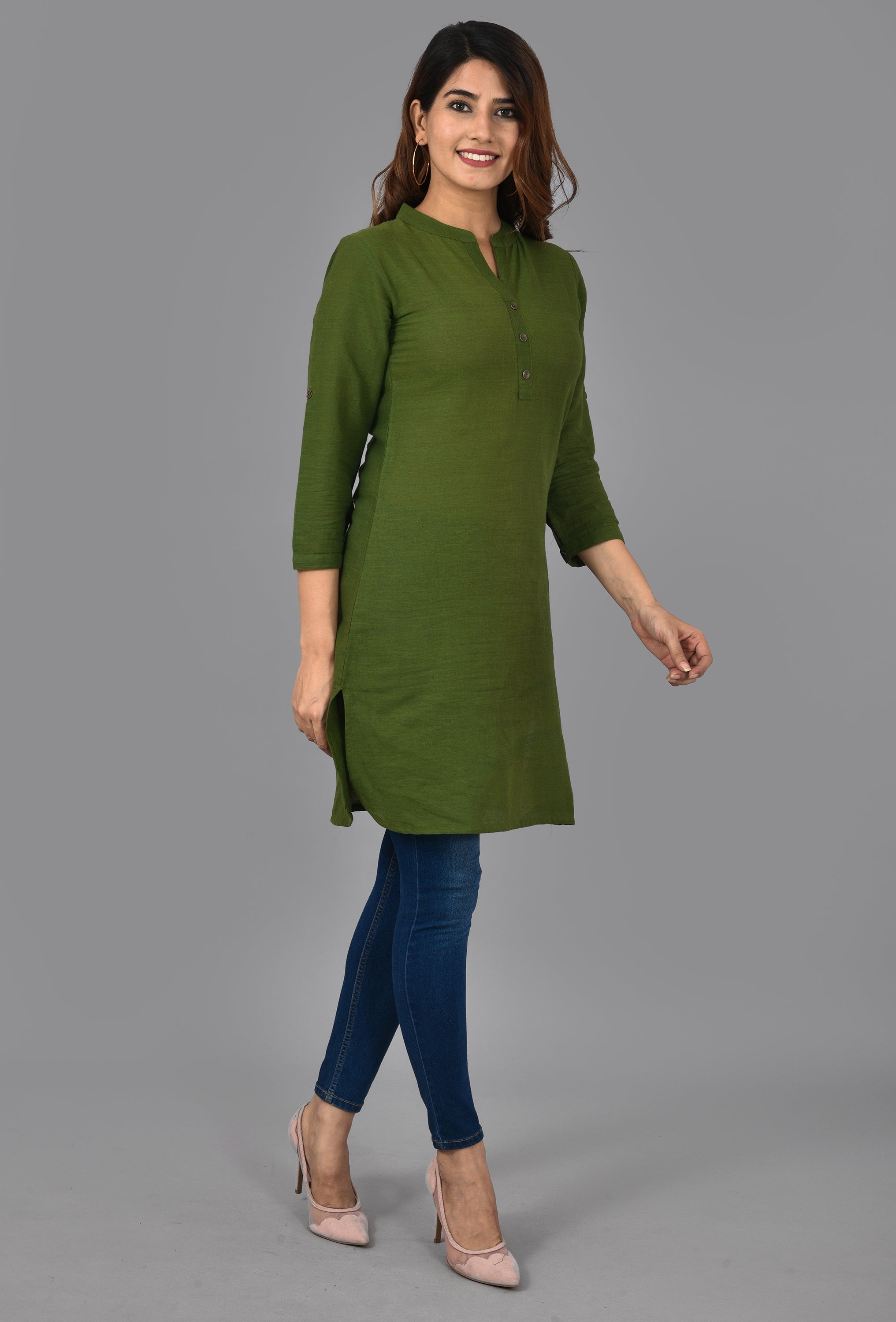 Women's Green Color Straight Kurti