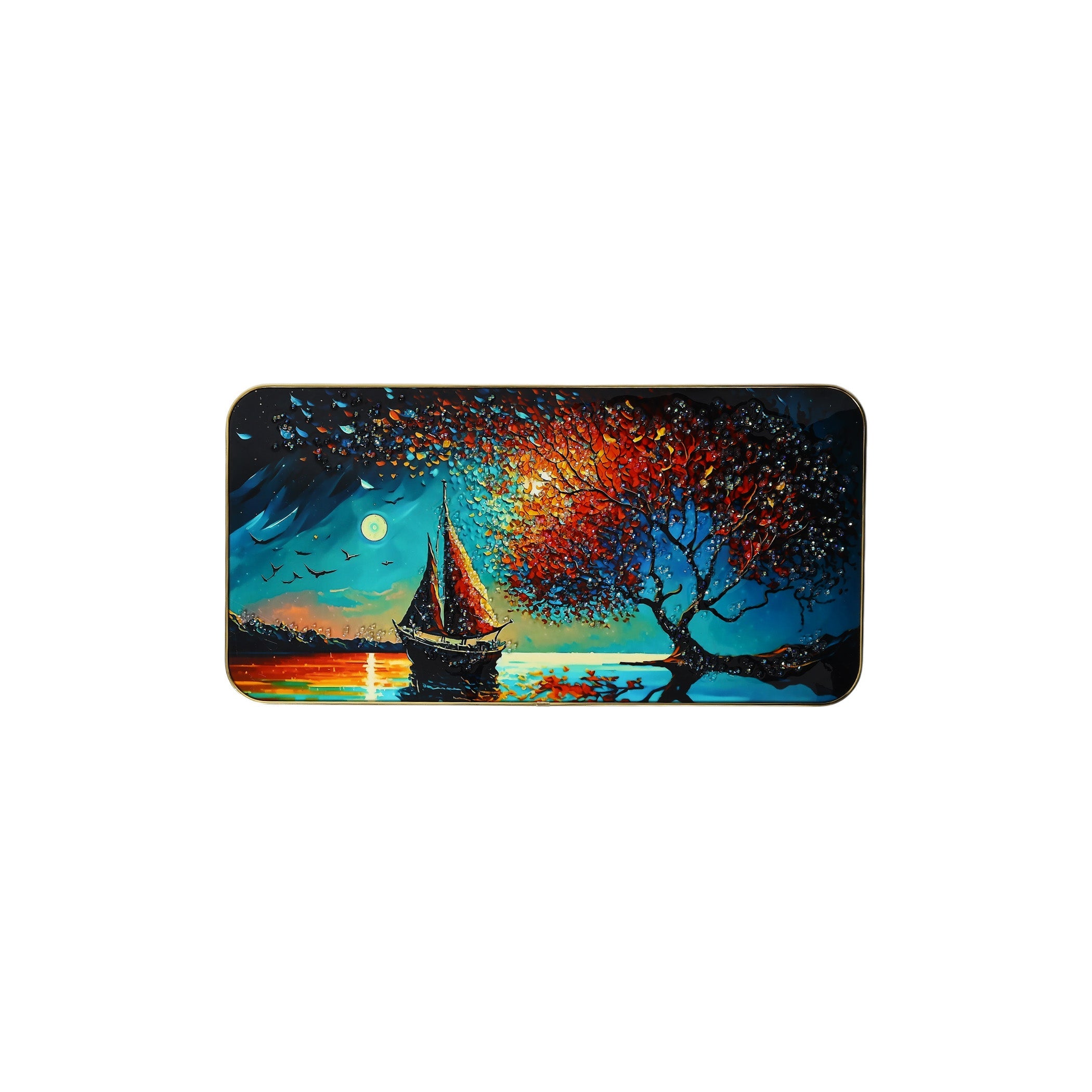 Sailboat and Sunset Design Resin Wall Painting