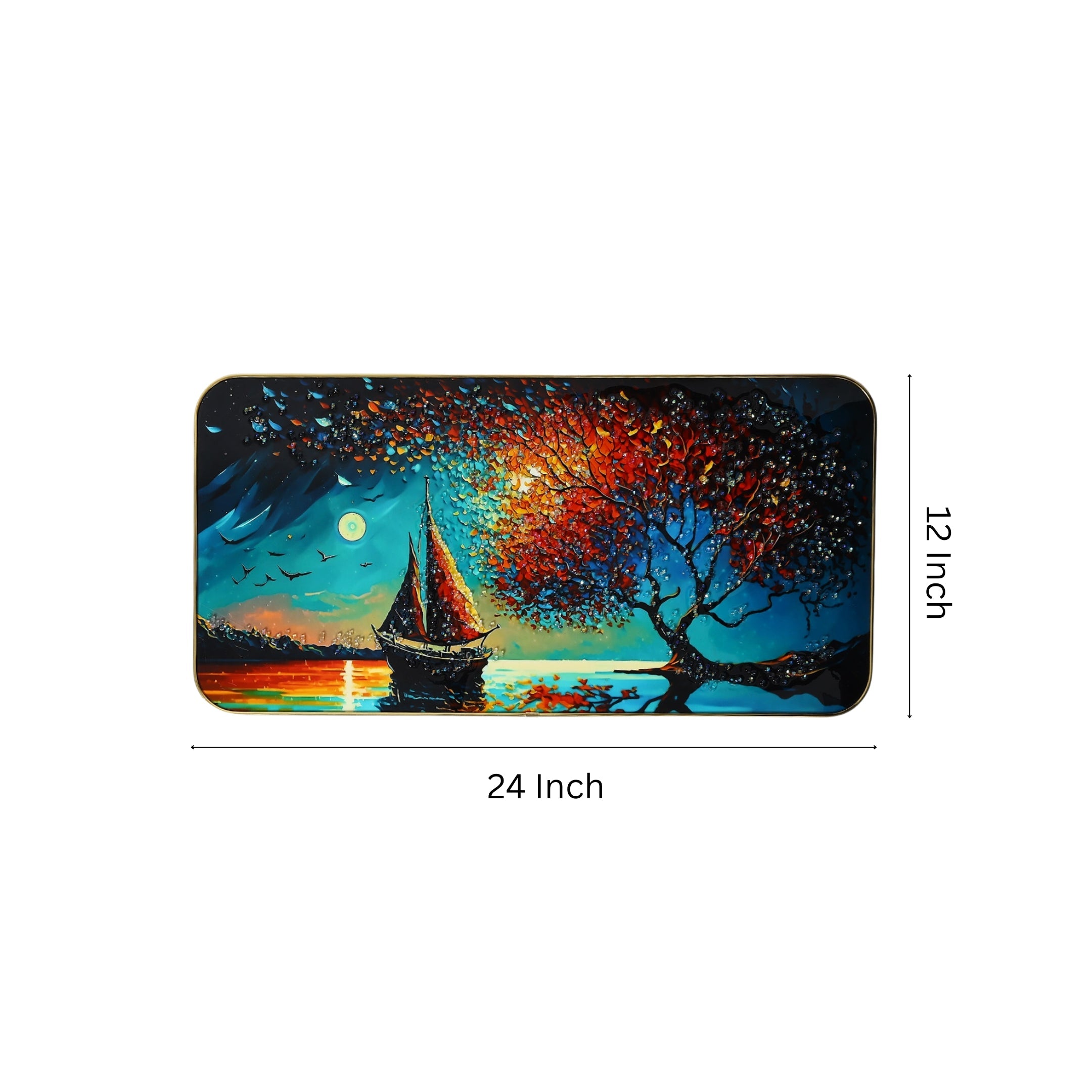 Sailboat and Sunset Design Resin Wall Painting