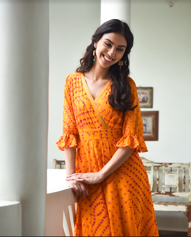 Women's Bandhani Silk Dress (1Pc)