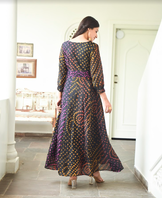 Women's Bandhani Silk Dress (1Pc)